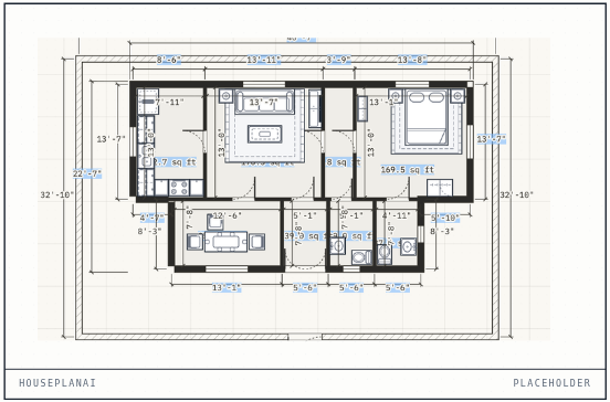 Example 10 by 15 metre house plan generated by HousePlanAI